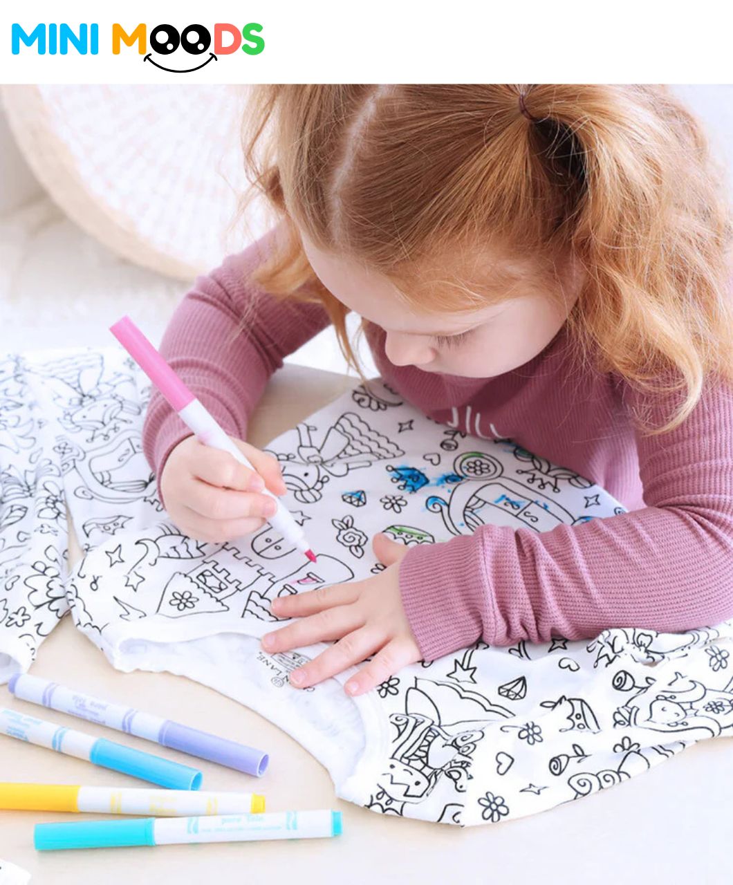 Mini Moods Washable Coloring T-Shirt – Includes 6 Free Markers - Image 10
