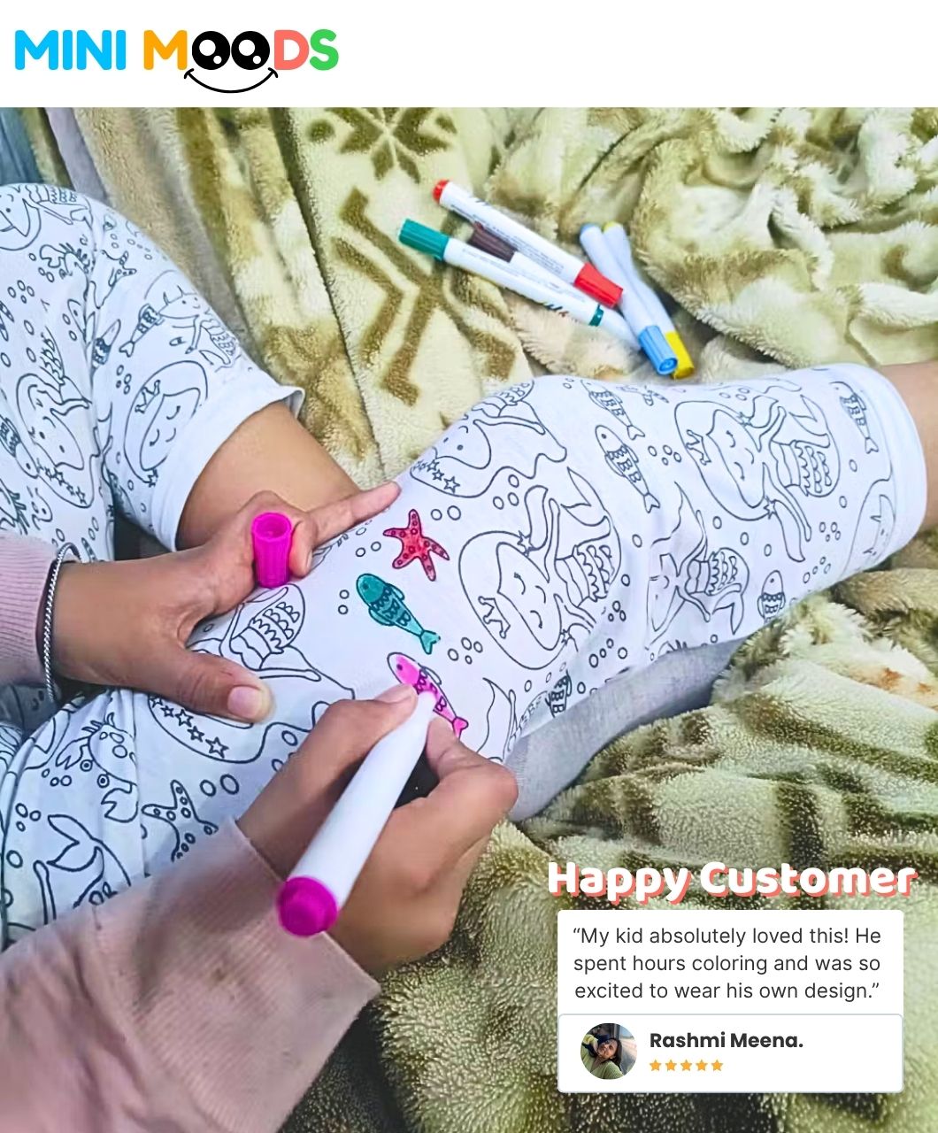 Mini Moods Washable Coloring T-Shirt – Includes 6 Free Markers - Image 8